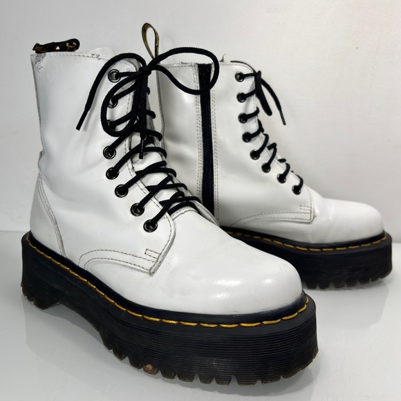 Dr. Martens Jadon Smooth White Leather Platform Boots Size 6 - Picture 14 of 16